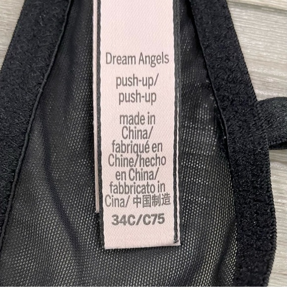 VICTORIA'S SECRET Dream Angels Underwire Push-Up Lace Bra Size 34C Sheer Sides - Picture 9 of 15